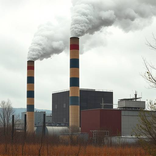 Centrale a biomassa con fumo che esce dalla ciminiera, generando energia da fonti organiche