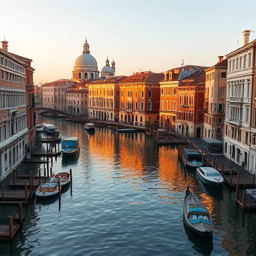 Veduta panoramica di Venezia con i canali e i palazzi riflessi nell'acqua